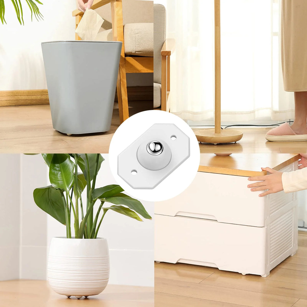 Mini ruedas giratorias adhesivas 360° - 8 UNIDADES