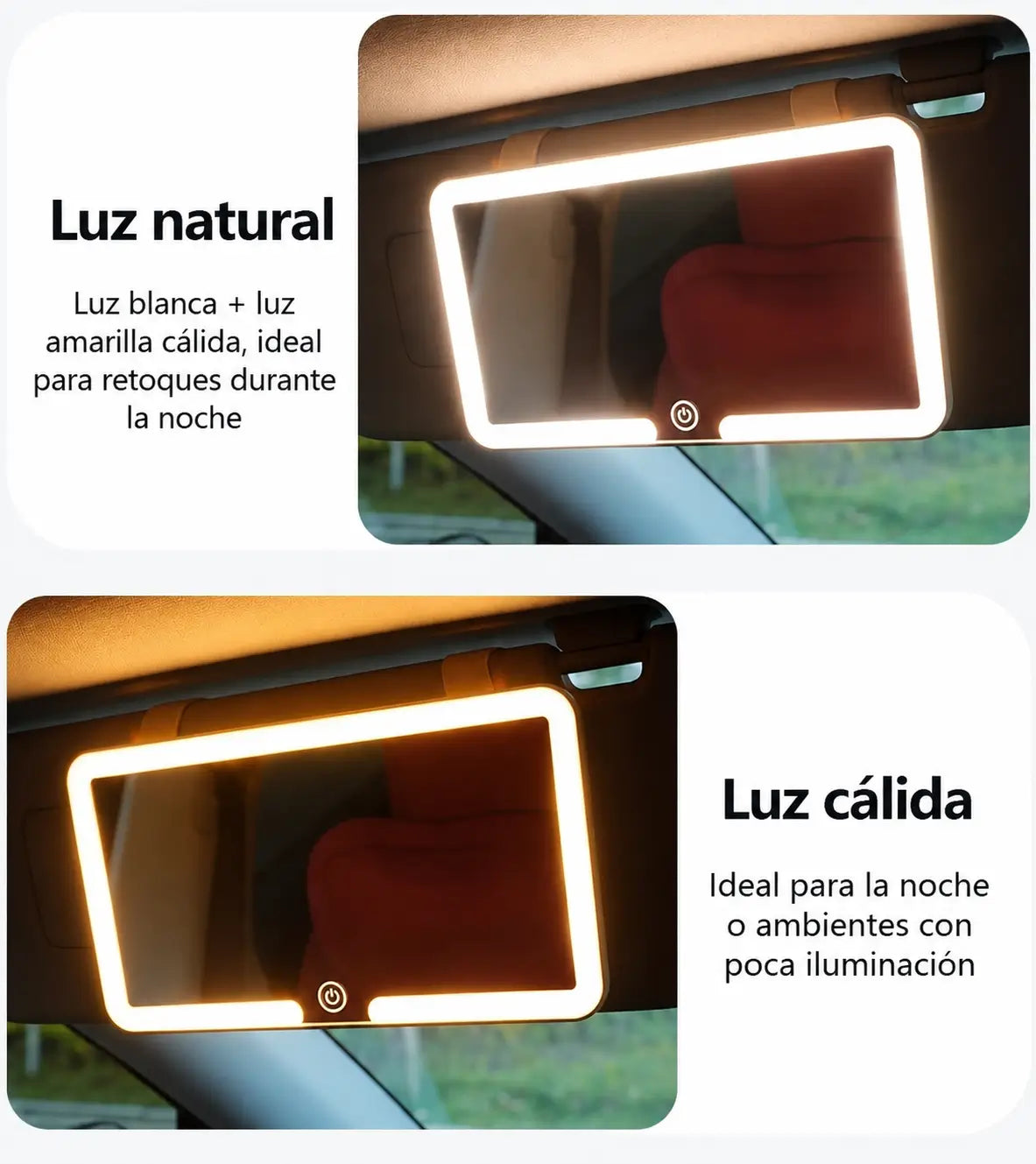 Espejo LED de Maquillaje para Carro Velora®